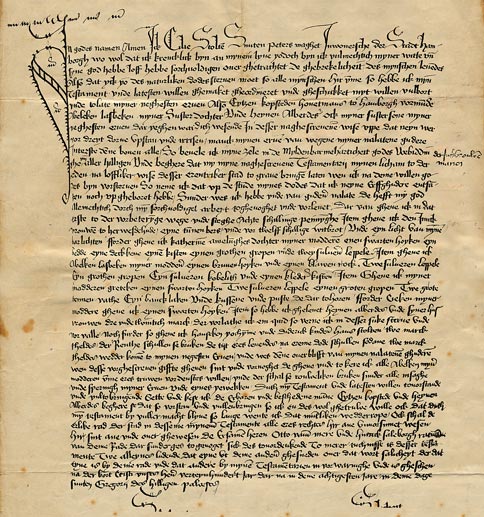 Das Testament von Cilie Stolten 1480